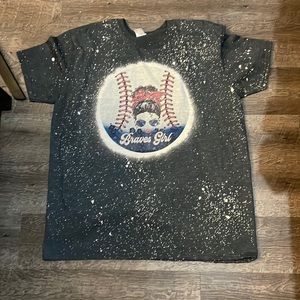 Dark grey braves girl ball shirt sublimation bleach